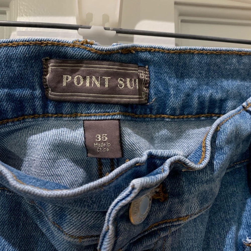 Point Sur J. Crew Wide leg Cropped High Waisted Light Blue washed jeans. - Picture 3 of 3